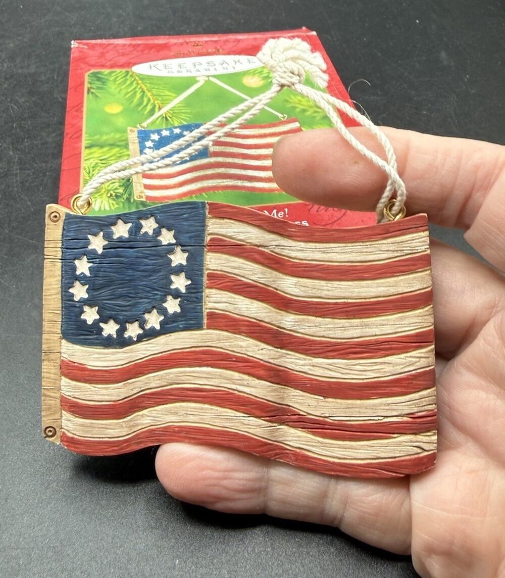 2001 America For Me! Hallmark Ornament 13 Star USA Flag Henry Van Dyke 49D